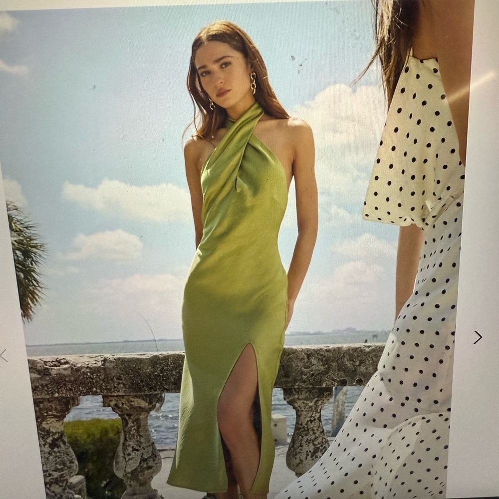 Backless Green Halter Dress
